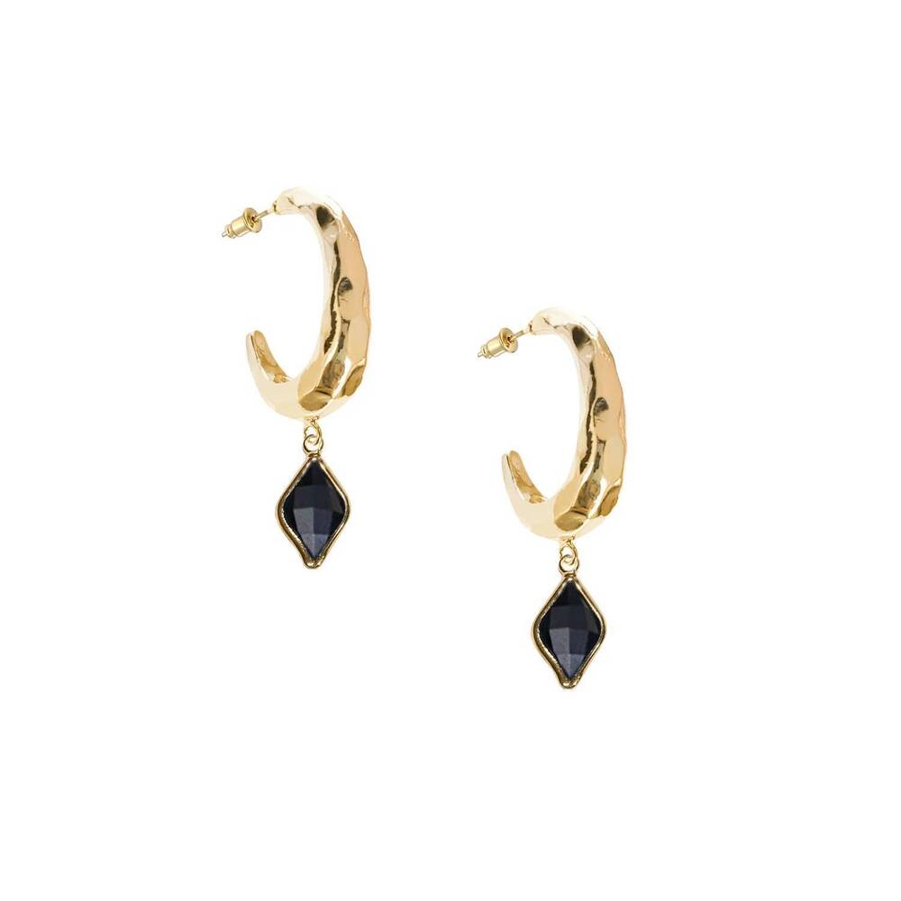 NEW ADRIANA PAPPAS women's glitzy drip hoops earrings in black